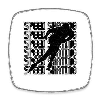 Speed Skating Loves Short Track Skate Speed Skater - Square fridge magnet - white - Front