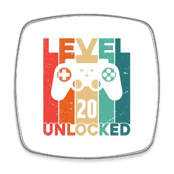 Level 20 Unlocked - Square fridge magnet - white - Front
