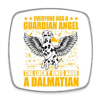 Ange Gardien Dalmatien - Magnet carré - blanc - Devant