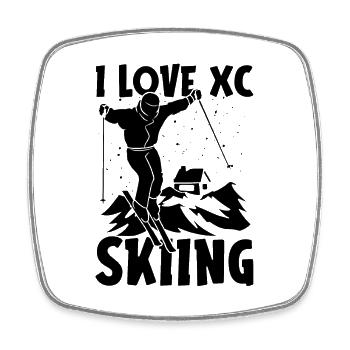 I Love XC Skiing Winter Snow Ski Racing XC Skier - Viereckiger Kühlschrankmagnet - Weiß - Vorne
