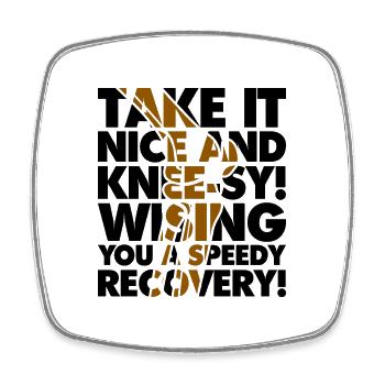 Take it nice and Knee-Sy - Viereckiger Kühlschrankmagnet - Weiß - Vorne