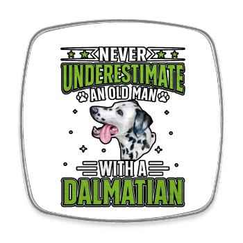 Never underestimate an old man with a dalmatian - Viereckiger Kühlschrankmagnet - Weiß - Vorne