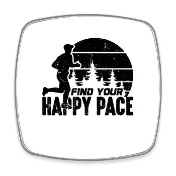 Find Your Happy Pace Retro Athletes Trail Runner - Square fridge magnet - white - Front