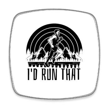 I'd Run That Trail Marathoner Running Trail Runner - Square fridge magnet - white - Front