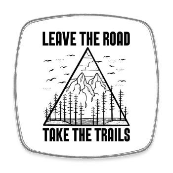 Leave The Road Take Marathoner Hiking Trail Runner - Square fridge magnet - white - Front