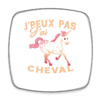 J'peux Pas J'ai Cheval - Cadeau Fille - Magnet carré - blanc - Devant