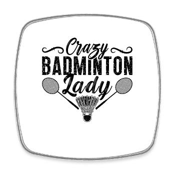 Crazy Badminton Lady Shuttlecock Badminton Player - Viereckiger Kühlschrankmagnet - Weiß - Vorne