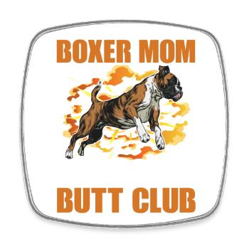 Boxer Mom Wiggle Butt Club - Square fridge magnet - white - Front