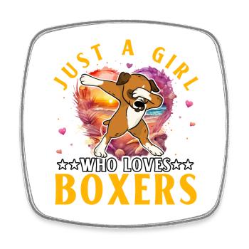 Juste une fille qui aime les boxeurs - Magnet carré - blanc - Devant