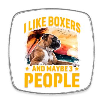 I like Boxers and maybe 3 People - Viereckiger Kühlschrankmagnet - Weiß - Vorne