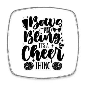 Bows And Bling It's A Cheer Squad Cheerleader - Square fridge magnet - white - Front