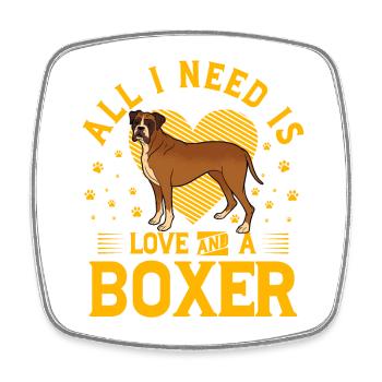 All I need is love and a Boxer - Viereckiger Kühlschrankmagnet - Weiß - Vorne