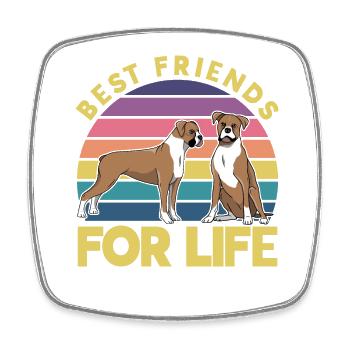 Best friends for Life Boxer - Square fridge magnet - white - Front