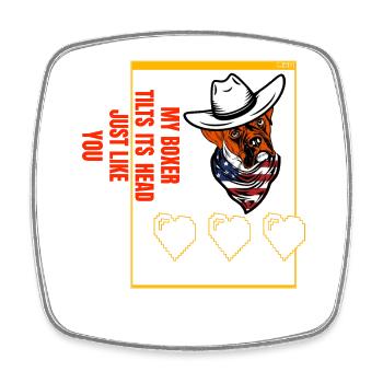 My Boxer tilts his Head just like you - Square fridge magnet - white - Front