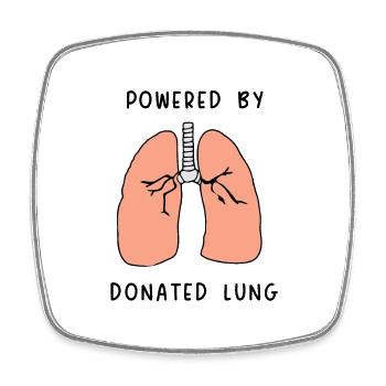 powered by donated Lung - Viereckiger Kühlschrankmagnet - Weiß - Vorne