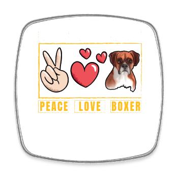Peace Love Boxer - Square fridge magnet - white - Front