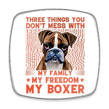 Three things you don't mess with - Square fridge magnet - white - Front