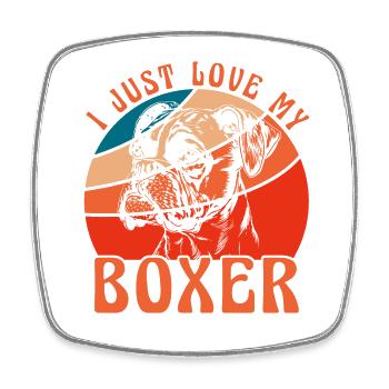 J’adore mon Boxer - Magnet carré - blanc - Devant