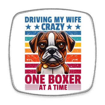 Driving my Wife crazy one Boxer at a time - Viereckiger Kühlschrankmagnet - Weiß - Vorne