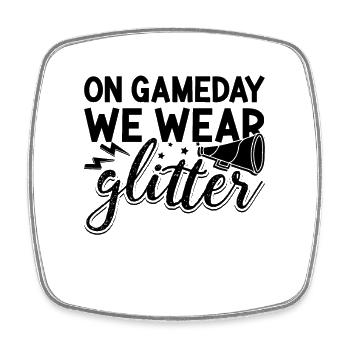 On Game Day We Wear Glitter Dancing Cheerleader - Viereckiger Kühlschrankmagnet - Weiß - Vorne