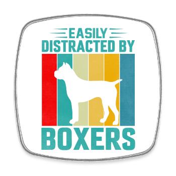 Facilement distrait par les boxeurs - Magnet carré - blanc - Devant
