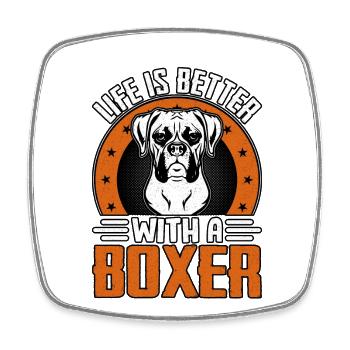 La vie est meilleure avec un boxeur - Magnet carré - blanc - Devant