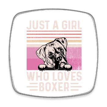 Juste une fille qui aime le boxeur - Magnet carré - blanc - Devant