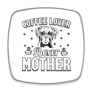 Coffee lover boxer mother - Viereckiger Kühlschrankmagnet - Weiß - Vorne