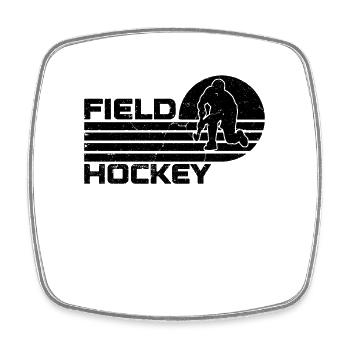 Hockey sur gazon Retro Gardien de but amoureux Joueur de hockey - Magnet carré - blanc - Devant