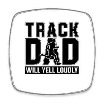 Track Dad Will Yell Loudly Athletic Race Sprinter - Viereckiger Kühlschrankmagnet - Weiß - Vorne