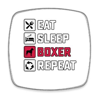 Manger Sommeil Boxer Répéter - Magnet carré - blanc - Devant