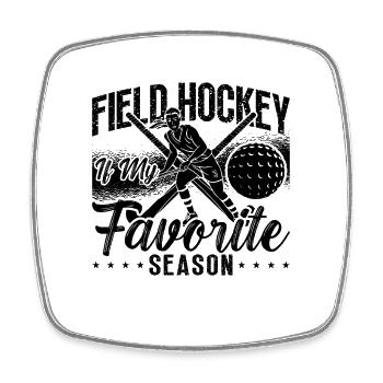 Le hockey sur gazon est mon joueur de hockey sur glace préféré - Magnet carré - blanc - Devant