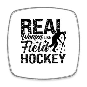 De vraies femmes comme gardiennes de but de hockey sur gazon - Magnet carré - blanc - Devant