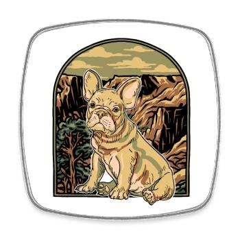 Bouledogue français - Magnet carré - blanc - Devant