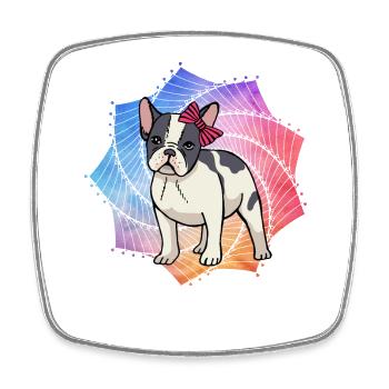 Bouledogue français - Magnet carré - blanc - Devant