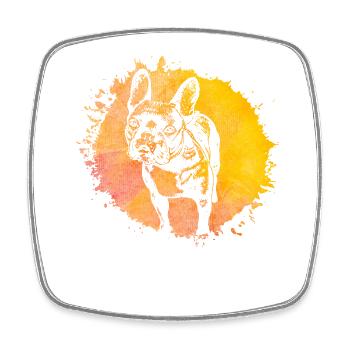 Bouledogue français - Magnet carré - blanc - Devant