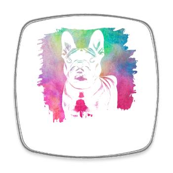 Bouledogue Rétro Français - Magnet carré - blanc - Devant