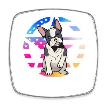 Bouledogue français - Magnet carré - blanc - Devant