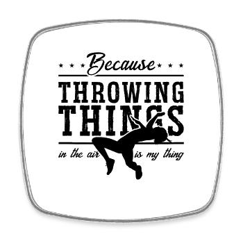 Because Throwing Things In Race Running Sprinter - Square fridge magnet - white - Front