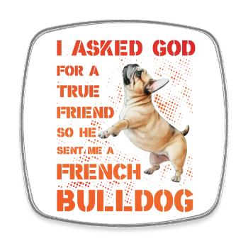Bouledogue français - Magnet carré - blanc - Devant