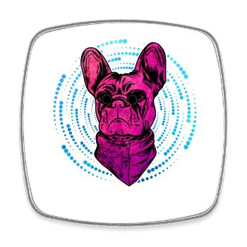 Bouledogue français - Magnet carré - blanc - Devant