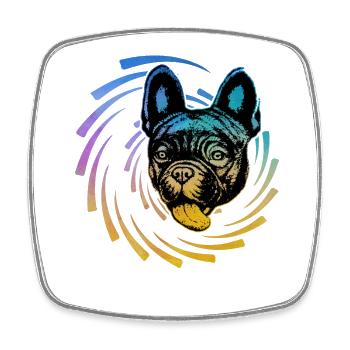 Französische Bulldogge - Viereckiger Kühlschrankmagnet - Weiß - Vorne