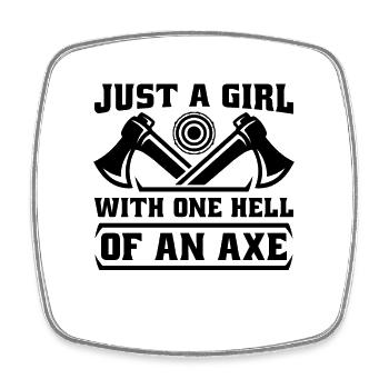 Just A Girl With One Double Axe Lover Axe Thrower - Viereckiger Kühlschrankmagnet - Weiß - Vorne