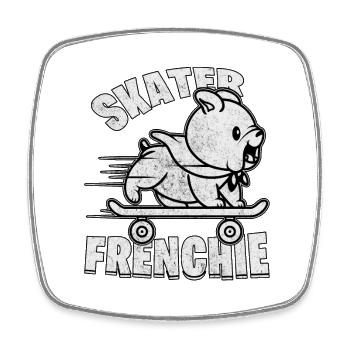 Skater frenchie - Viereckiger Kühlschrankmagnet - Weiß - Vorne