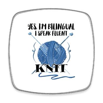 Yes, I'm bilingual. I speak fluent knit - Viereckiger Kühlschrankmagnet - Weiß - Vorne