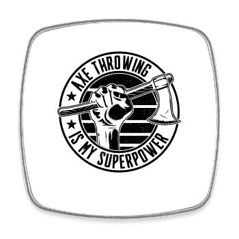 Axe Throwing Is My Superpower Bullseye Axe Thrower - Viereckiger Kühlschrankmagnet - Weiß - Vorne