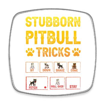 Stubborn pitbull tricks - Viereckiger Kühlschrankmagnet - Weiß - Vorne