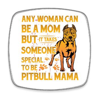 Maman Pitbull - Magnet carré - blanc - Devant
