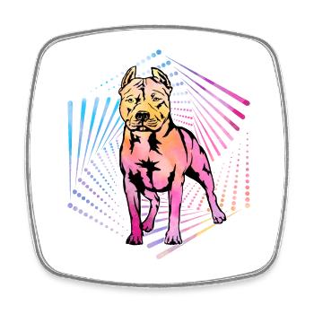 Pitbull Retro - Square fridge magnet - white - Front