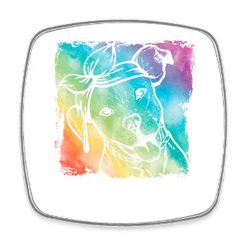 Pitbull Retro - Square fridge magnet - white - Front